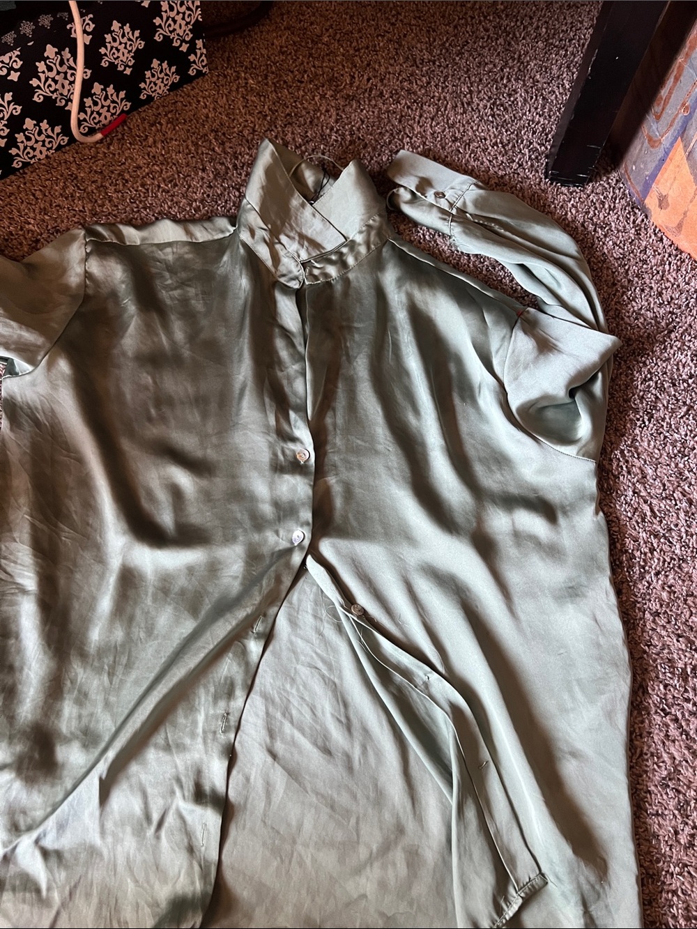 Zara Sage Green Collared Button-Front Dress
